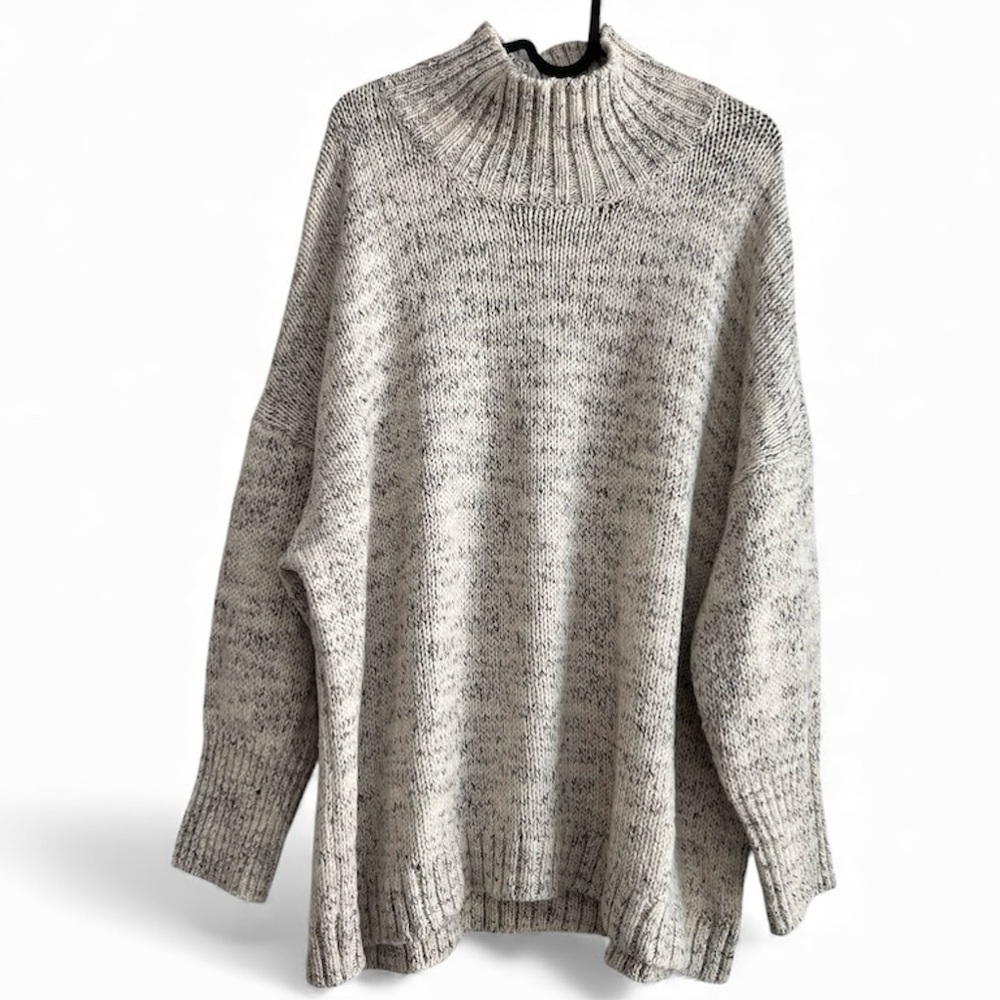 J.Jill Pure Jill Marled Mock-Neck Sweater Oatmeal NWT Size XL Petite